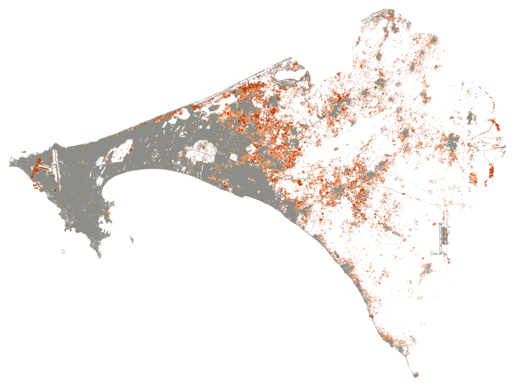 Tache bâtie de Dakar : 21 134 ha en 2016, 31 775 ha en 2025